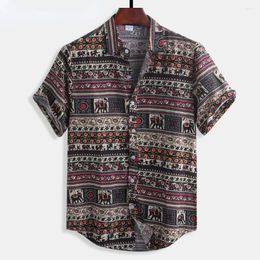 Men's Casual Shirts 2023 Fashion Hawaiian Men Linen Thin Breathable Beach Holiday Button Up Shirt African Clothes Male Blouse Plus Size