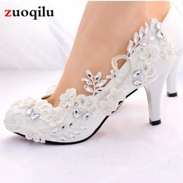 Dress Shoes White Wedding Shoes Bride Female High Heels Shoes woman Crystal diamond party shoes pumps women shoes zapatos tacon mujer 231012