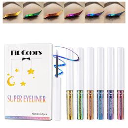 Eye Shadow/Liner Combination 6pcs Glitter Liquid Eyeliner Chameleon Eye Liner Metallic MultiColor Waterproof Eyeliner Gel For Makeup 231012
