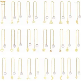 Dangle Earrings Drop Pearl Chain For Women Golden Stainless Steel Pendant Earline Elegant Long Tassel Fashion Jewellery