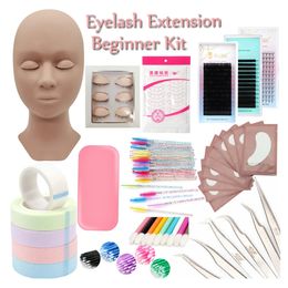 False Eyelashes Eyelash Extension Set Mannequin Head Lash Brush Tweezer Glue Eye Pad Eyelash Extension Training Kit Lash Accessories Makeup Tool 231012