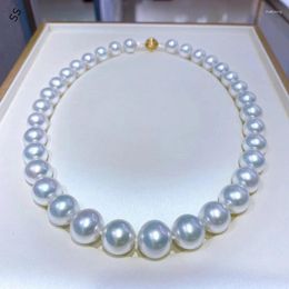 Choker 11-12MM Natural Freshwater White Pearl Necklace High Quality Nearly Round With Flawless For Women's Evening Dresses Accessories
