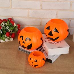2pcs Pumpkin Buckets, Creative Halloween Light-up Toys, Pumpkin Candy Jars,Suitable For Halloween Party Supplies And Festive Decorations