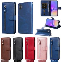 Multi-functional Zipper Leather Wallet Cases For Samsung A15 A05 A05S S23 FE M14 F14 A24 A25 Business Coin ID Money Card Slot Holder Magnetic Flip Cover Pouch Strap