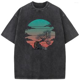 Men's T Shirts 230g Outdoor Bear And Summer Short-Sleeved Shirt Fashion Loose Washed T-Shirt Cotton Bleached Tshirt