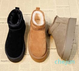 Suede Fur Thick-sole Ankle Boots Winter Women Short Plush Warm Snow Boots Casual Flats Ladies Shoes