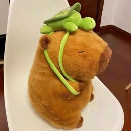 Plush Dolls Capybara With Turtle Backpack Simulation Capibara Anime Fluffty Doll Cute Stuffed Animals Xmas Gift Kid Toys 231013