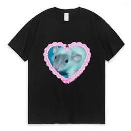 Men's T Shirts Cute Rat Print Shirt Unisex Summer Fashion Cotton Y2k T-Shirt Street Black Cool Crew Neck Short Sleeves Kawaii Tee