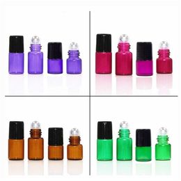 Amber Glass Essential Oil Roller Bottles with Metal Balls Perfumes Oils Roll On Bottles 1ml 2ml 3ml Jijoc