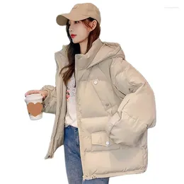 Women's Trench Coats Bread Jacket Short Down Padded Cotton Jackets Parka Stand Collar Korean Loose Autumn Winter Casual Hooded 2023