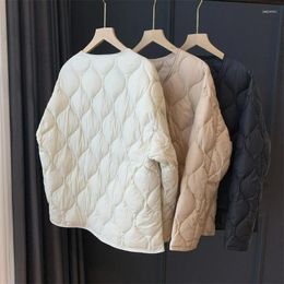 Women's Trench Coats Women Quilted Diamond Down Jacket Collarless Loose Thin 2023 Autumn And Winter Style
