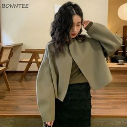 Women's Jackets Basic Women Korean Style Simple All match Spring Clothing Young College Elegant Sweet O neck Leisure Female Ins 231012