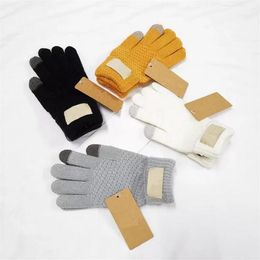 High Quality Mens Womens Wool Knitting Gloves Fashion Designer Brand Letter Printed Solid Color Five-finger Mittens Luxury Women K254M