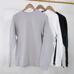 Men's Sportswear French Terry Tops Solid Colour Round Neck Sports Shirt Fitness Gym Clothes303L