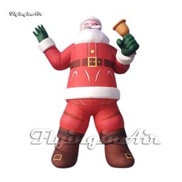 Amazing Giant Standing Inflatable Santa Claus Holding A Christmas Bell For Outdoor Show