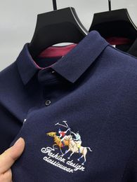 Men's Polos High End Cotton Long Sleeved POLO Shirt Brand Embroidered Lapel T-shirt Autumn Casual Business Clothing