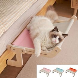 Cat Beds Furniture Quality Wood Assembly Easy Washable Cat Hanging Bed Window Side Cotton Canvas Kitten Nest Hanging Bed for Your Cat/Kitten. 231011