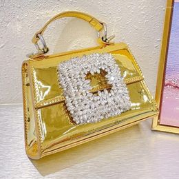 Evening Bags Luxury Gold Small Handbag Fashion Diamond Flower Square Bag Saddle Crossbody Single Shoulder