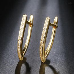 Dangle Earrings Luxury Cubic Zirconia Geometric V-shaped Golden Big Ladies Fashion Korean Wedding Jewelry Gifts