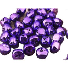 Party Supplies 50Pcs Metal Purple Jingle Bells Christmas Craft Durable Pet Cross Sleigh Bell Charms Dhjb2