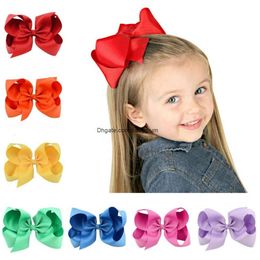 Hair Accessories 6 Inch Baby Girl Children hair bow boutique Grosgrain ribbon clip hairbow Large Bowknot Pinwheel Hairpins