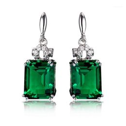 Silver Colour 925 Emerald Jewellery Earrings for Women Peridot Mystic Jade Bizuteria Gemstone Garnet Emerald Drop Earrings Female1305u