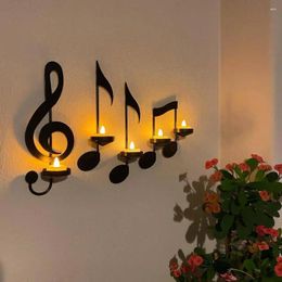 Candle Holders Holder Creative Handmade Metal Music Note Key Bedroom Wall Hanging Rack Tea Light Display Stand Home Decoration