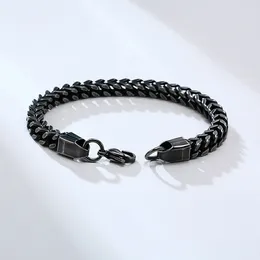 Link Bracelets Vintage Oxidized Black Curb Chain For Men Stainless Steel Punk Antique Cubic Foxtail Male Pulseira