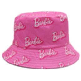 Designer Pink Bucket Hat for Women Reversible Cotton Summer Sun Beach Cap Cartoon Printed Hats Design