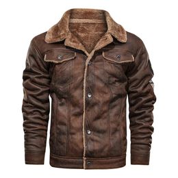 Men's Jackets Men's Artificial Fur Collar Jacket PU Leather Vintage Steam Pocket Punk Gothic Retro Coat 231012