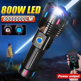 Torches 8000000LM Super Powerful Flashlight 800W Rechargeable Torch Light 3500 Meters High Power LED Flashlights XHP360 Tactical Lantern Q231013