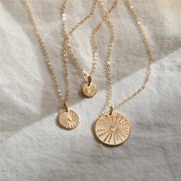 Sunbeam Necklace Sunshine Jewellery Handmade 14K Gold Filled Coins Choker Pendants Collier Kolye Boho for women 220119183V
