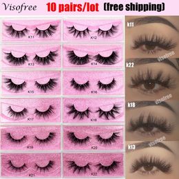 False Eyelashes Wholesale Eyelashes 10 Pairs Visofree 3D Mink Lashes Natural False Eyelashes Hand Made Makeup Eye Lashes 3D Mink Eyelashes Bulk 231012