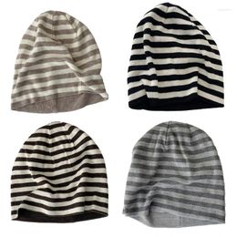 Ball Caps Winter Teens Striped Beanie Hat Slouchy Windproof Keep Ear Warm Adult Cycling Skiing Hiking Supplies