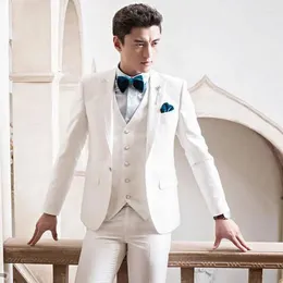 Men's Suits Latest Coat Pants Designs White Wedding For Men Blazers Groom Tuxedo Slim Terno Masculino Costume Homme Male 3Piece