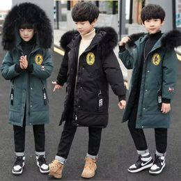 Jackets 414 Years Winter Keep Warm Boys Jacket Heavy Thick Detachable Hat Fur Collar Hooded Outerwear For Kids Children Windbreaker 231013