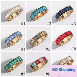 Quality Rainbow Diamond Rings Girl Crystal Ring Women Stainless Steel Diamond Rings Fashion Metal Jewery Striped Colorful Ring Party Favor