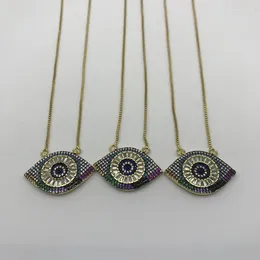 Pendant Necklaces 5pcs/lot Charm Jewellery Stylish Colourful Micro Turkish Eye Brass Pendants