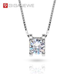 GIGAJEWE 0 6ct 5 5mm EF Round Pendant 18K White Gold Plated 925 Silver Moissanite Necklace GMSN-007333o