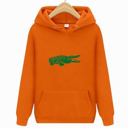 Men Crocodile Print Designer Hoodie Man Luxury Hooded Sweatshirt Autumn Winter Warm Clothing for Male Streetwear Pure Cotton Insulation 327