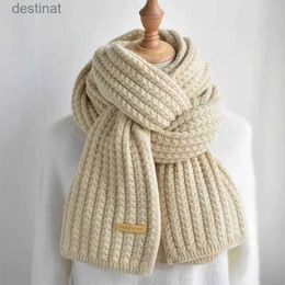 Scarves Winter Scarf Women Men Korean Woollen Scarf Lovers Thicken Warm Students Net Red Solid Colour Knitted Scarves Bib Child Long SizeL231013