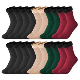 Sports Socks 6810PairsLot Solid Color Winter Warm Men Women Thicken Thermal Soft Plus Velvet Casual Home Floor Snow Sock 231012