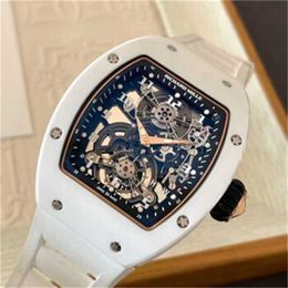 Richarmill Watch Automatic Mechanical Watches wristwatch Swiss Seires Mills RM1701 Hollow Blank Ceramic Side Gold Tuo Flywheel Mens Fashion