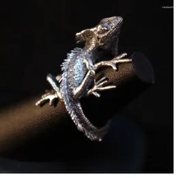 Cluster Rings Vintage Adjustable Lizard Cabrite Gecko Chameleon Anole Women Men Jewellery Silver Plated Animal Ring Wedding Gifts