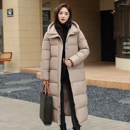 Women's Trench Coats X-Long Jacket Women Winter Cotton Female Korean Padded Thicken Loose Warm Hooded Zipper Outwear Coat Parkas