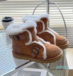 Designer Classic snow booties australia women boots Mini bailey dune buckle snow boot suede leather shearling fur lined U wgg winter warm