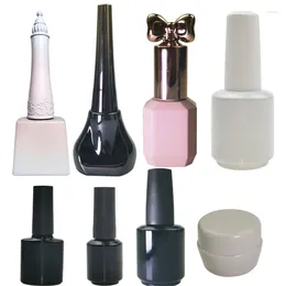 Storage Bottles Wholesale 12/13/15ml Empty Nail Polish Gule High - Grade Electroplated Varnish Glue Bottle Pink Tube