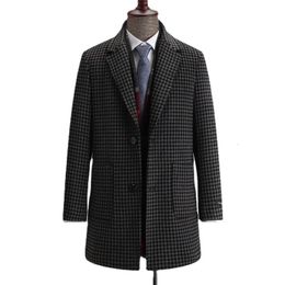 Men's Wool Blends Plus Size 5XL 6XL 7XL Winter Business Midlength Coat Classic Style Casual Plaid Thicken Warm Woollen Male Brand 231012