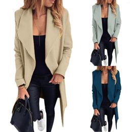Women's Jackets Womens Winter Trench Coat Lapel Mid Length Belted