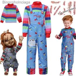 Theme Costume Movie Kids Chucky Cosplay Child S Play Cosplay Come Uniform Top Rompers Outfits Tattoo Sticker Halloween Come for KidsL231013